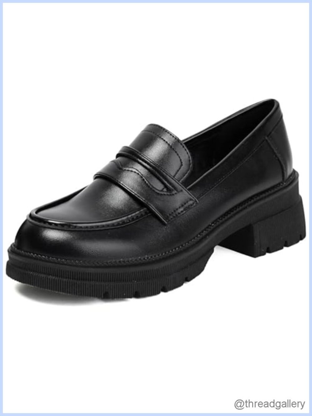Platform Loafers Patent Leather Slip-On Chunky Work Dressy